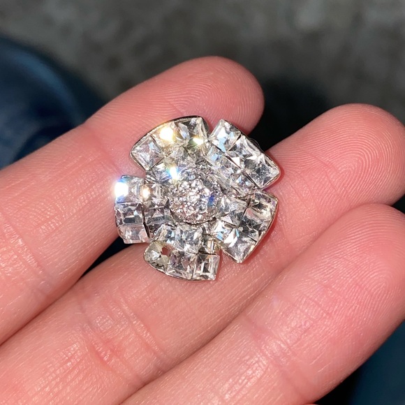 Crystal Clip on Flower Earrings - Picture 6 of 8